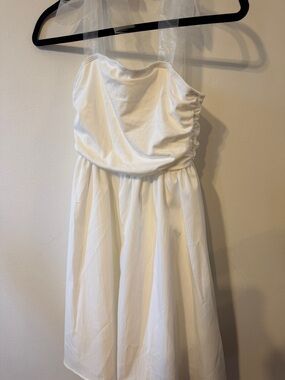 White Tulle Strap Girls' Party Dress